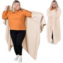 Fashion Solid Color Flannel Wearable Blanket