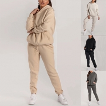Fashion Solid Color Sport Set Consist of Hoodie Sweatshirt and Sweatpants