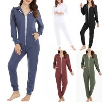 Fashion Overall Pyjamas with Zipper - Long Sleeve Hooded