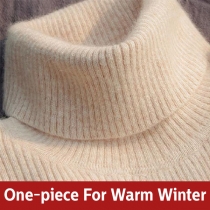 Fashion Solid Color Turtleneck Long Sleeve Ribbed Sweater