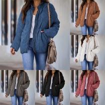 Fashion Solid Color Quilted Long Sleeve Coat
