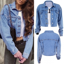 Street Fashion Old-washed Crop Denim Jacket