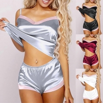 Fashion Contrast Color Two-piece Loungewear Set