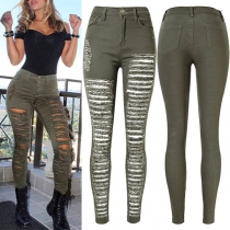 Street Fashion Heavy Distressed Skinny Denim Jeans