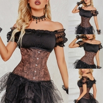 Fashion Floral Jacquard Corset Waist Cincher