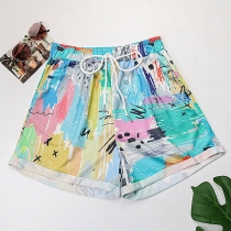 Fashion Printed Drawstring Shorts for Women