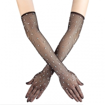 Sensuella meshhandskar med glittrande strass – perfekt för festen