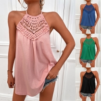 Fashion Swiss-dot Lace Spliced Cami Shirt