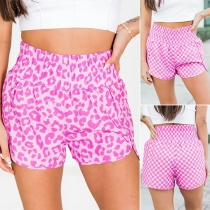 Fashion Printed Elastic High-rise Waist Shorts