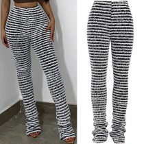 Sexy Contrast Color Strap High-rise Skinny Pants