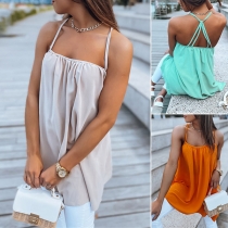 Casual Solid Color Backless Cami Shirt