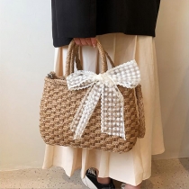Bowknot Woven Messenger Bag Handväska