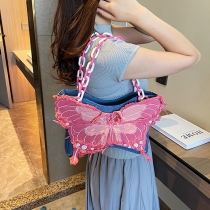 Butterfly Denim underarmsväska Handväska Axelväska