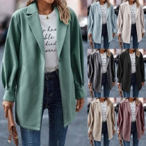 Fashion Solid Color Lapel Long Sleeve Blazer