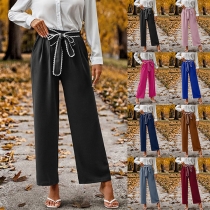 Street Fashion Self-tie Bowknot Straight Pants