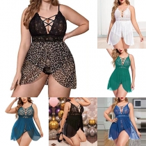 Stora underkläder set genomskinlig hängselkjol med feminin spets Crop Top