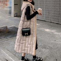 Lös Casual Oversized bomull Ytterkläder Plysch förtjockad huvväst