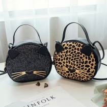 Crossbody-väska med leopardtryck Rund katthandväska