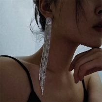 Mode Bling-bling Rhinestone Tassel Drop örhängen