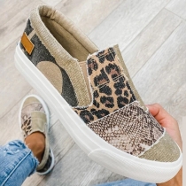 Rund tå Canvas Platta Skor Enfärgad Casual Low Top Sneakers