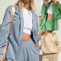 Casual Hooded Sportswear Tvådelad Set - Lös Hood Sweatshirt och joggingbyxor