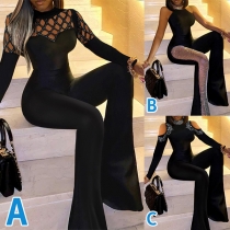Sexig Bling-bling Rhinestone Jumpsuit med vida ben