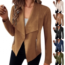 Casual Lapel Long Sleeve Cardigan för kvinnor