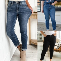 Vintage högmidjade skinny jeans med gammaldags tvättning
