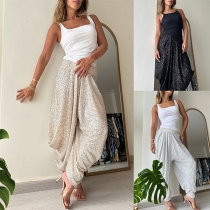 Street Fashion Glittery Harem Pants with Sequins