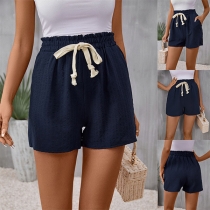 Casual shorts med elastisk dragsko för kvinnor