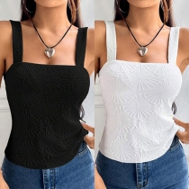 Sexig Jacquard Cami-skjorta med fyrkantig hals och blommigt mönster