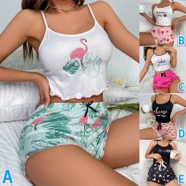 Bekvämt tryckt tvådelat pyjamasset