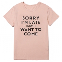 Fashion Letters, lös kortärmad T-shirt för kvinnor
