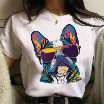 Kortärmad T-shirt med Shar-Pei-hundtryck i 2D