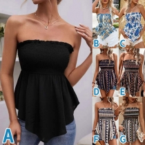 Bandeau Top med bohemiska oregelbundna tryck för kvinnor