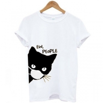 Katt t-shirt med kortärmaltet mouseClickedVerberg knappen
