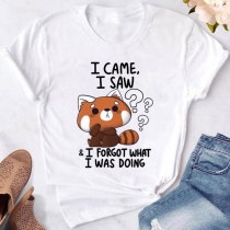 Roligt djurmönster på kortärmad T-shirt med tryck.