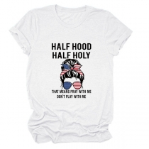 Cool dam t-shirt med solglasögon flaggmönster