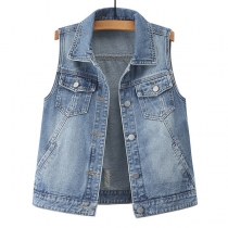 Ärmlös jeansväst med vintage-tvätt