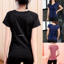 Mode Mesh Slits Dam Snabbtorkande Fukttransporterande Sport T-shirt