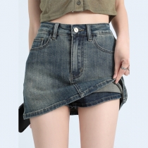Snygga retro högmidjade jeansshorts med bra passform