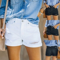 Modedistressed Roll Hem Denim Shorts