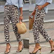 Mode Leopardmönstrade Skinny Byxor