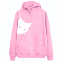 Huvtröja med kattmotiv: hoodie med dragsnöre