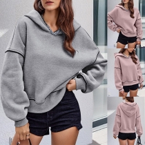 Enfärgad Batwing-ärmad hoodie modetröja