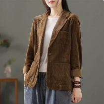 Cardigan i vintagestil: Avslappnad jacka med lös passform(Storlek Run Small)