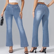 Elastisk midja Modetvättade jeans