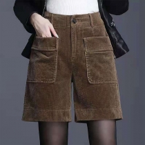 Snygga manchester shorts med hög midja och lös passform