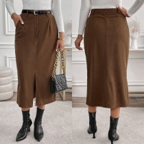 Elegant retro manchester kjol med dragkedja på framsidan