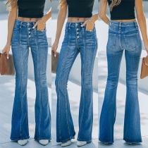 Casual Slim Fit Utsvängda Jeans för Kvinnor